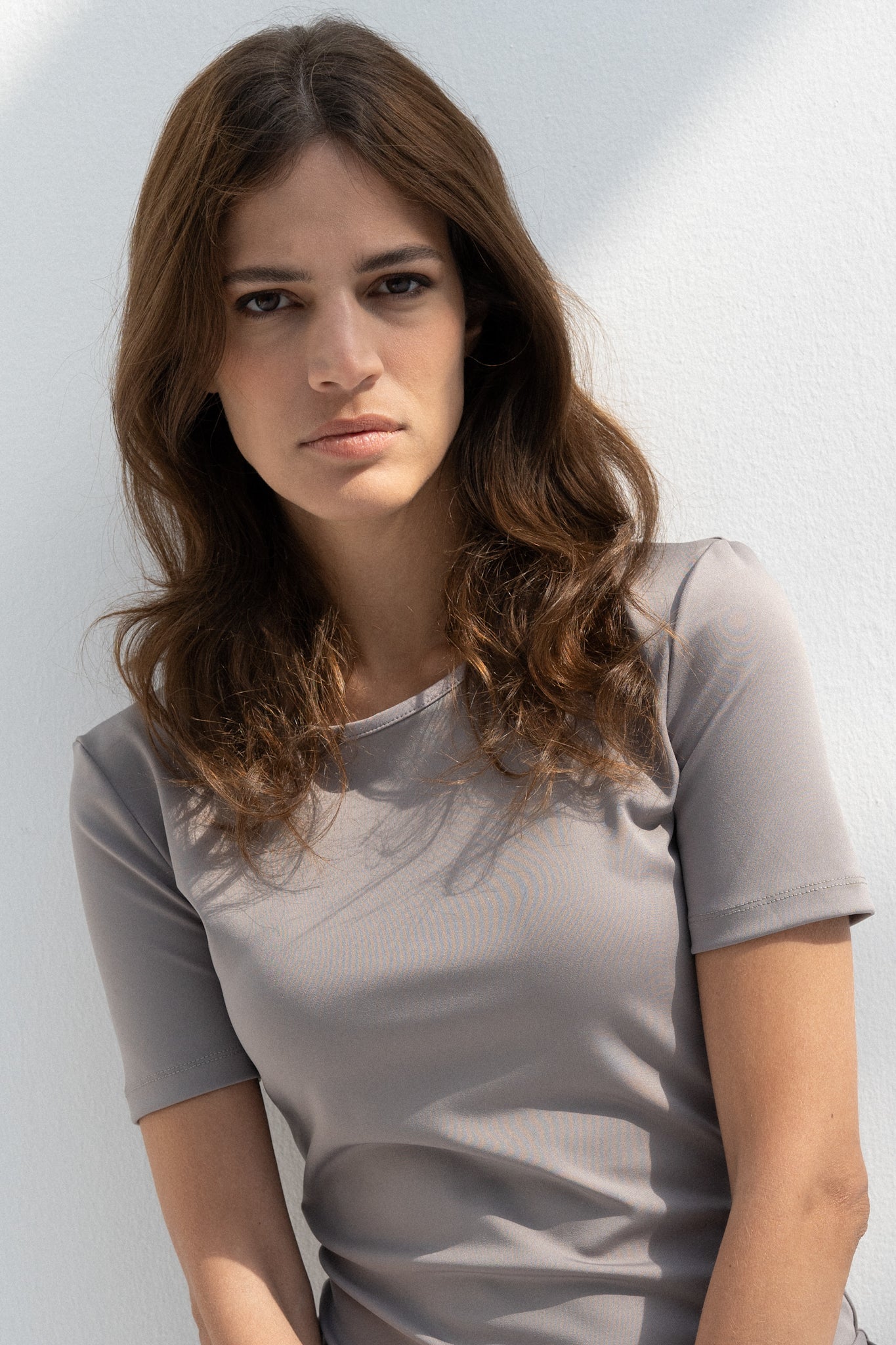 Grey Short Sleeves Top (Scuba)