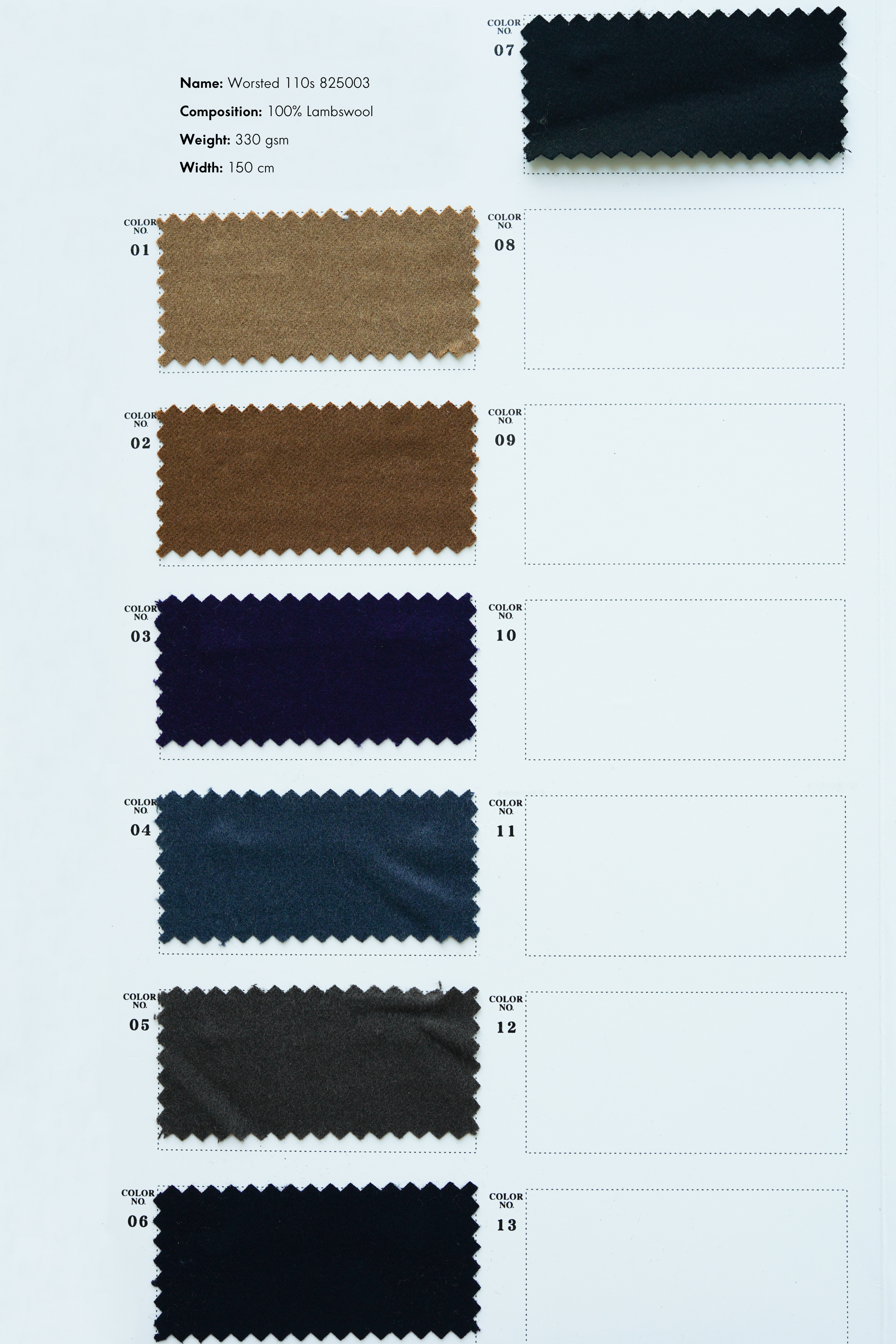 Lambswool, Silk, and Camel Hair Blends (Variable Composition and Weight) No.4