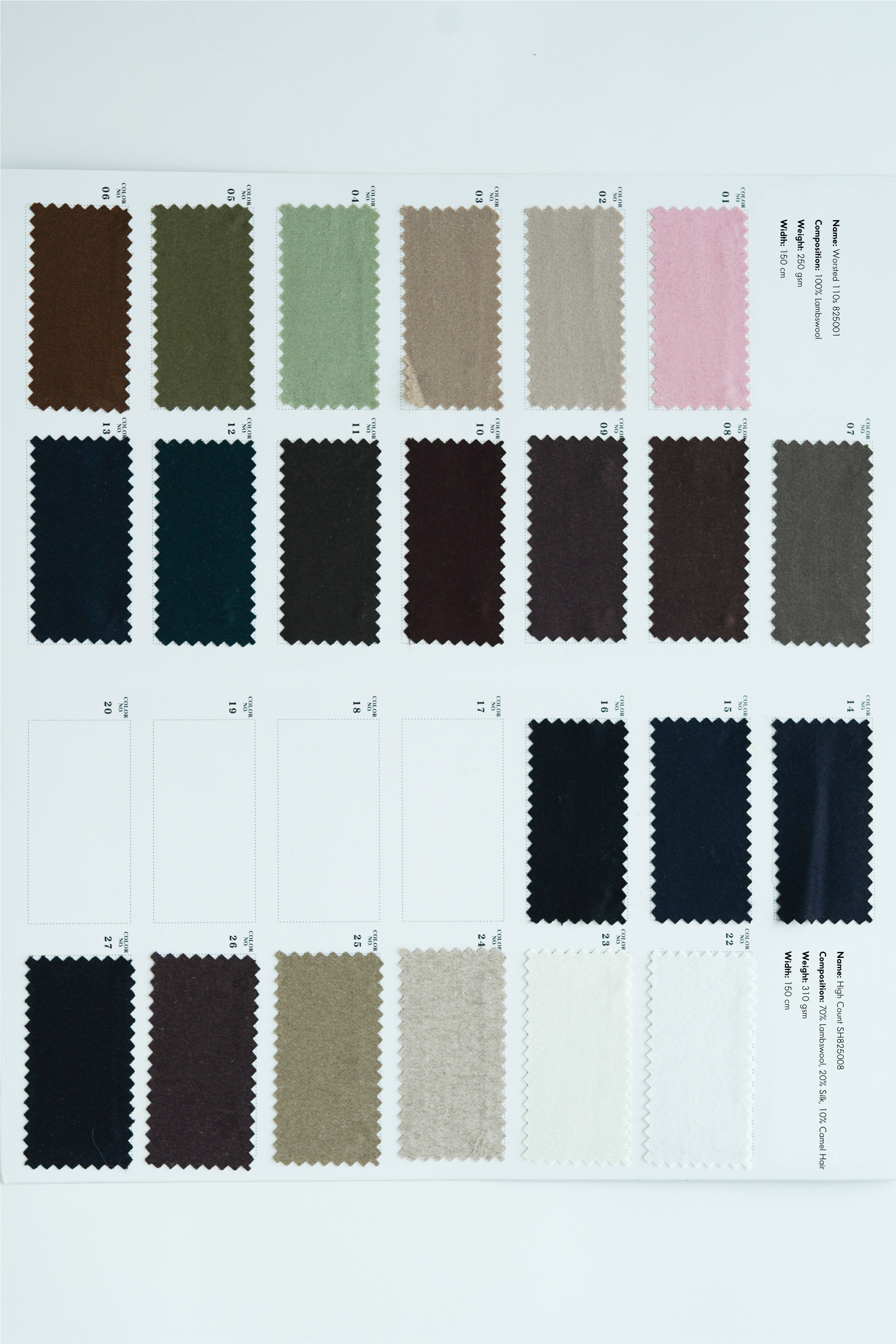 Lambswool, Silk, and Camel Hair Blends (Variable Composition and Weight) No.4