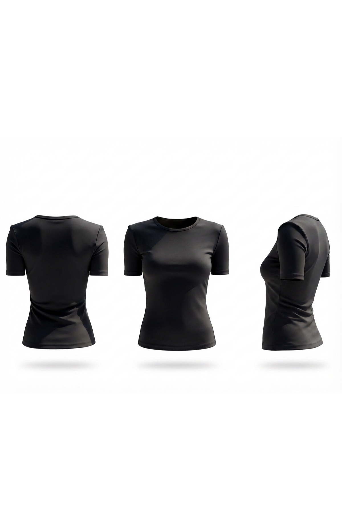 Black Short Sleeves Top (Scuba)