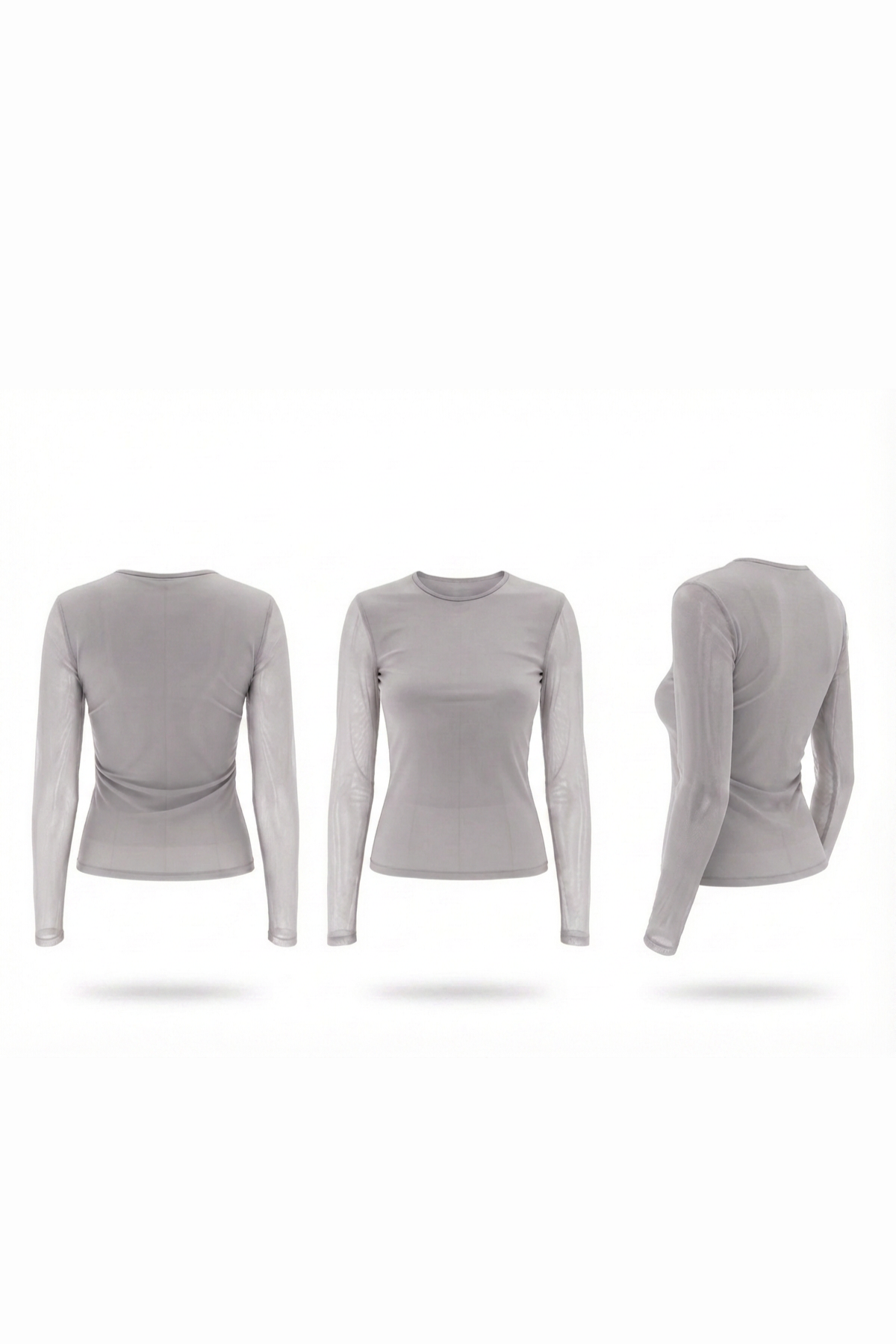 Grey Long Sleeves Top (Tulle)