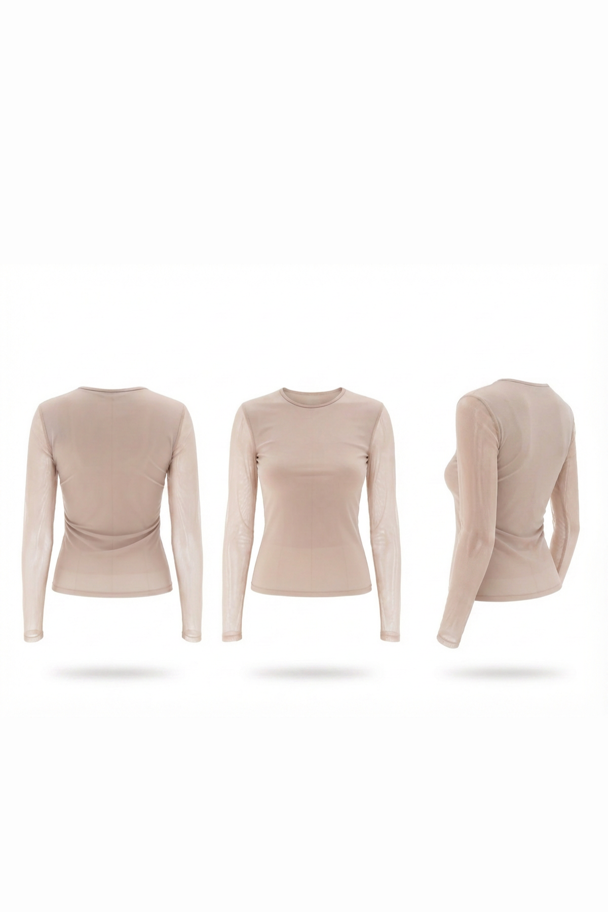 Nude Long Sleeves Top (Tulle)