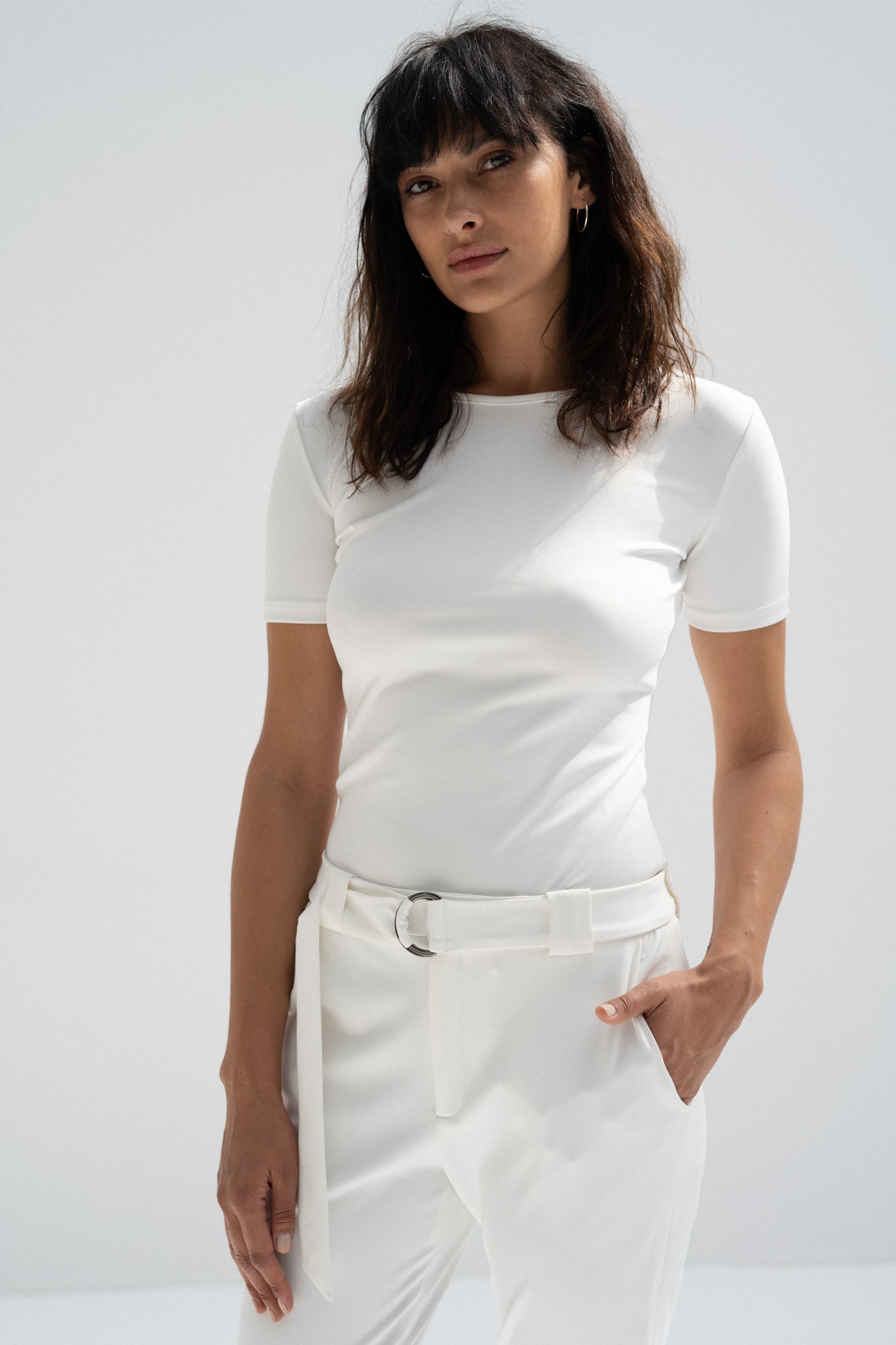 White Short Sleeves Top (Scuba)